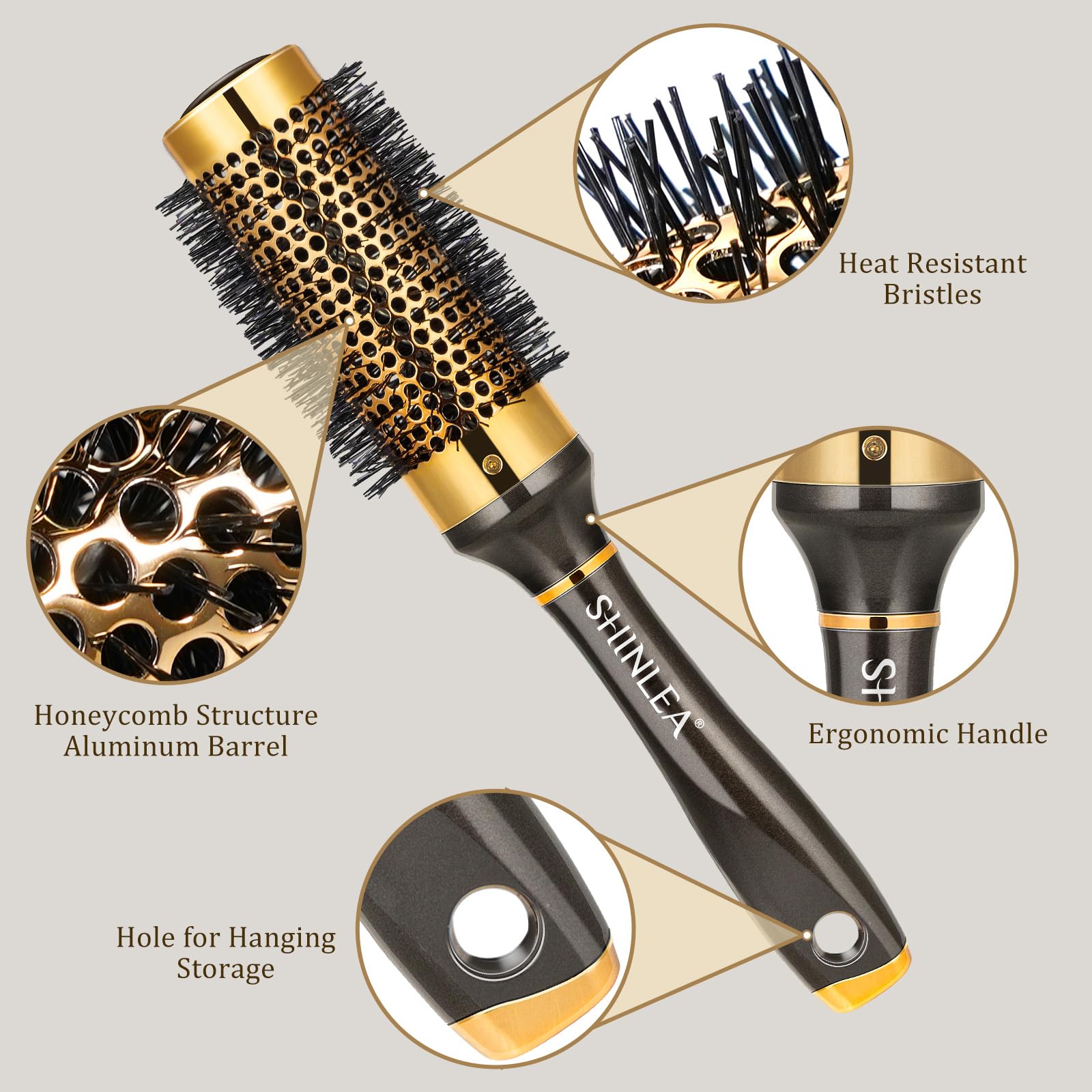 SHINLEA aluminum roller brush heats quickly for efficient, voluminous styling.
