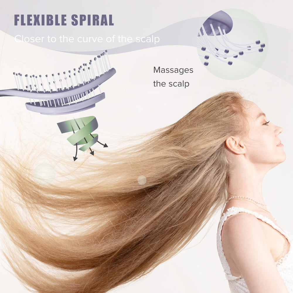 SHINLEA Detangle Hair Brush spiral design for easy knot release.