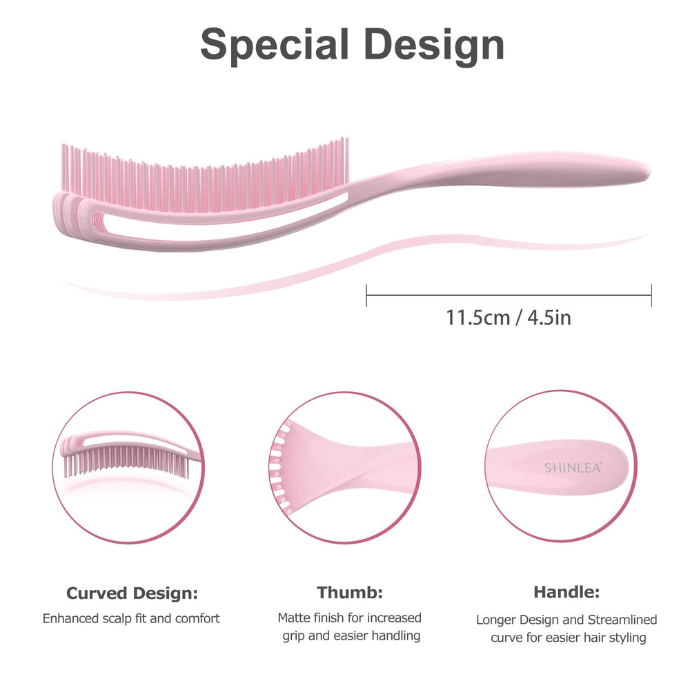 SHINLEA Detangler Brush ergonomic pink handle for comfortable grooming.