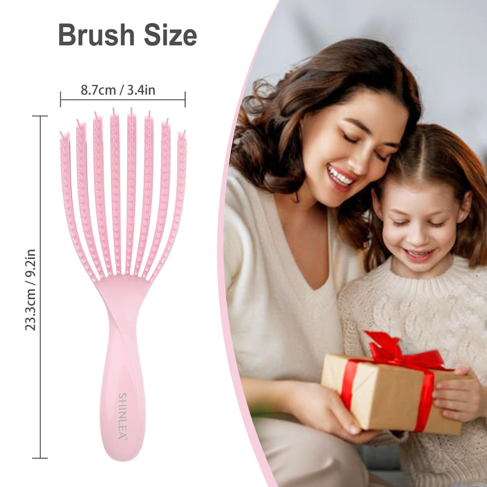 SHINLEA Detangler Brush kid-friendly pink design for gentle detangling.