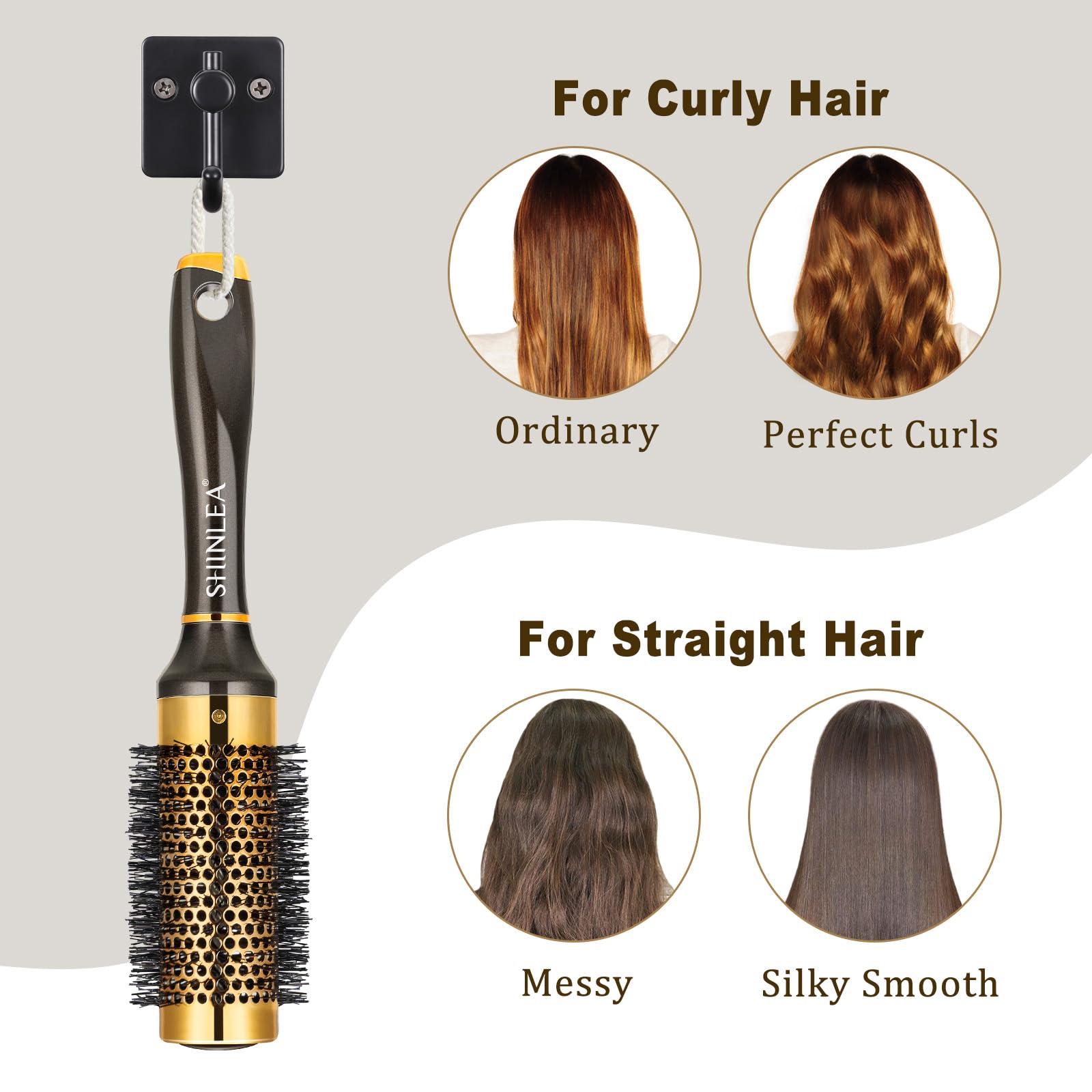 SHINLEA durable bristles grip strands for smooth, controlled styling.