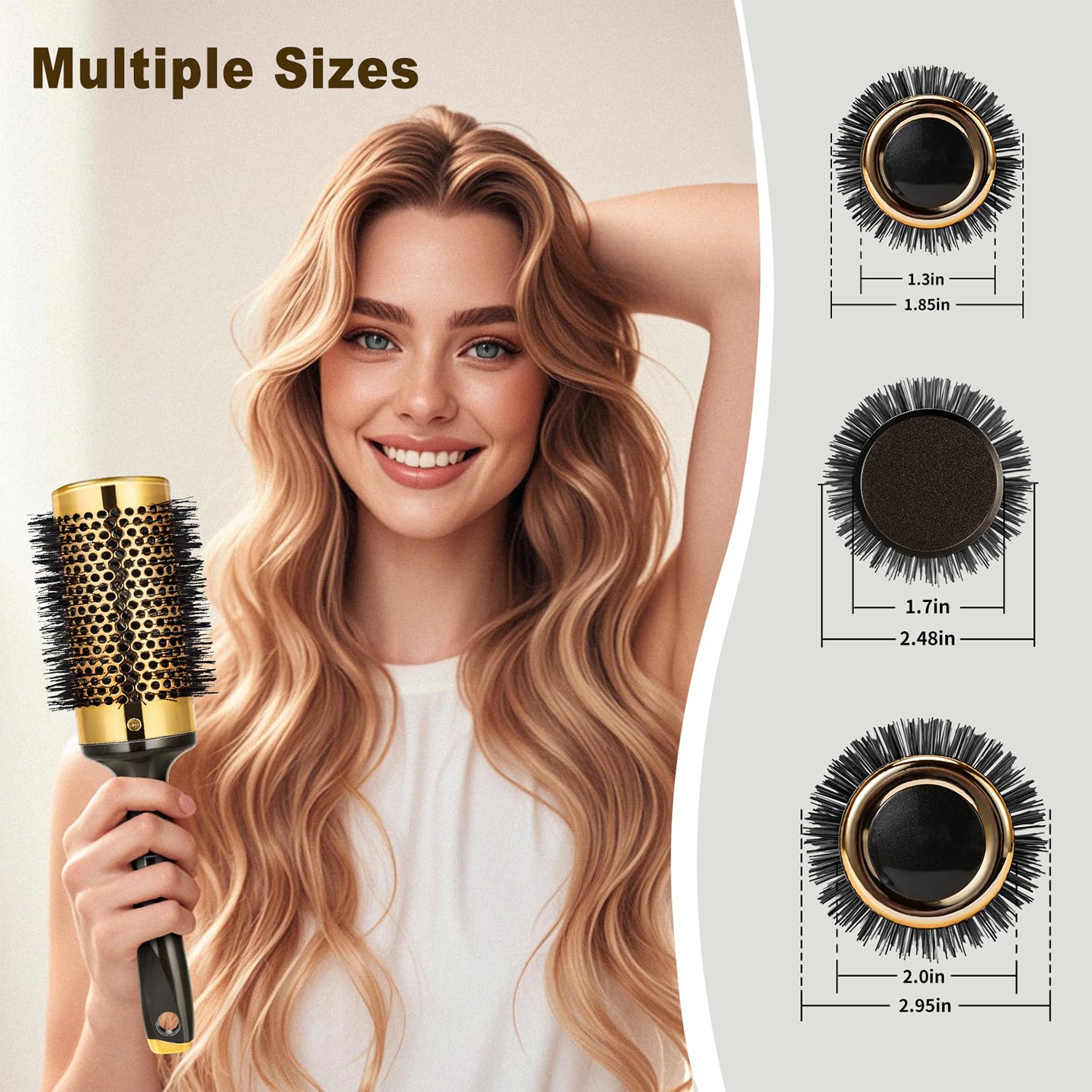 SHINLEA round brush helps shape bangs for a polished finish