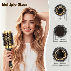 SHINLEA round brush helps shape bangs for a polished finish