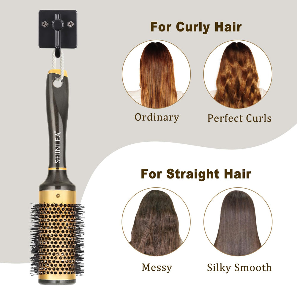SHINLEA round brush 1-7-inch barrel creates natural waves and volume.