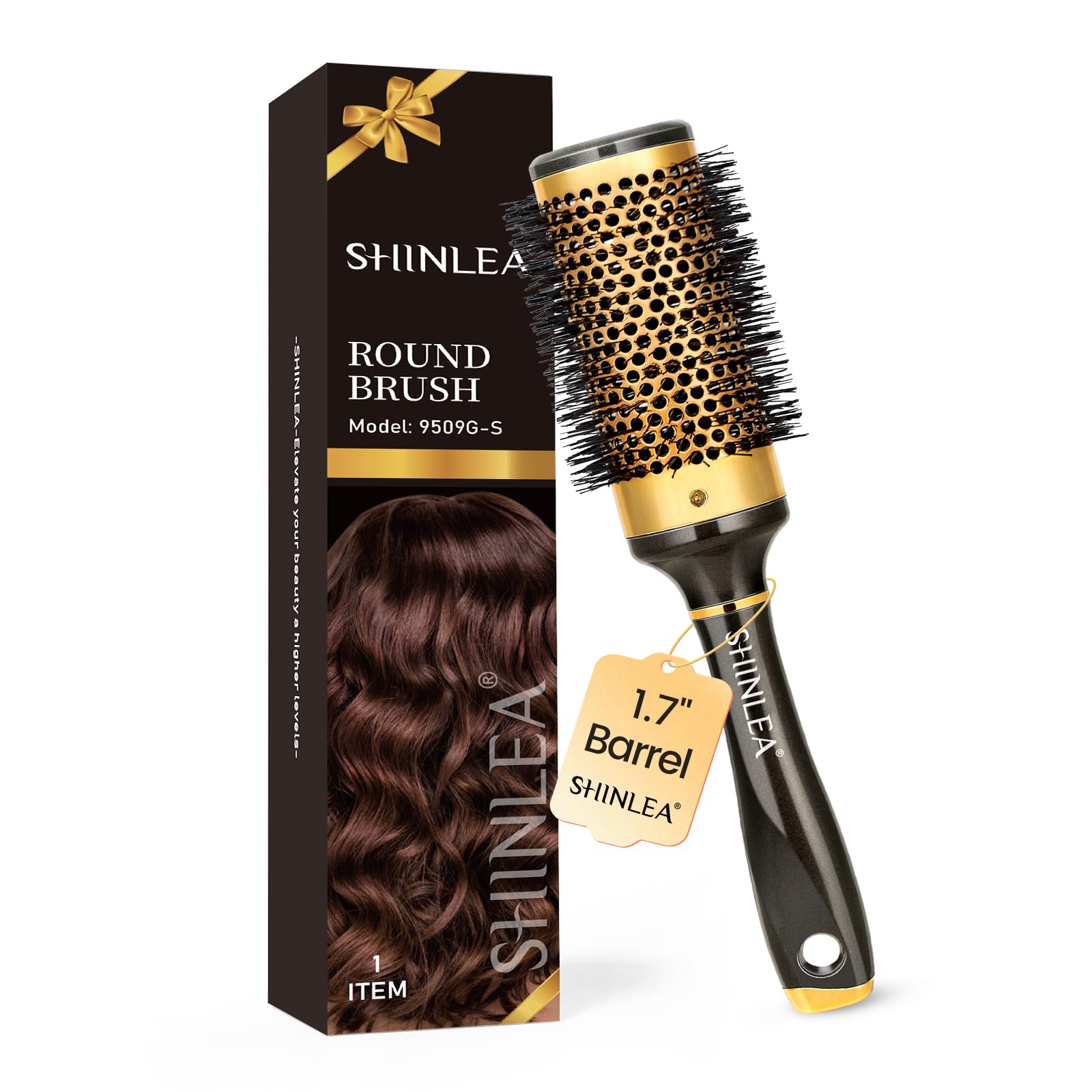SHINLEA round hair brush with aluminium vent-tube for faster drying and sleek results.