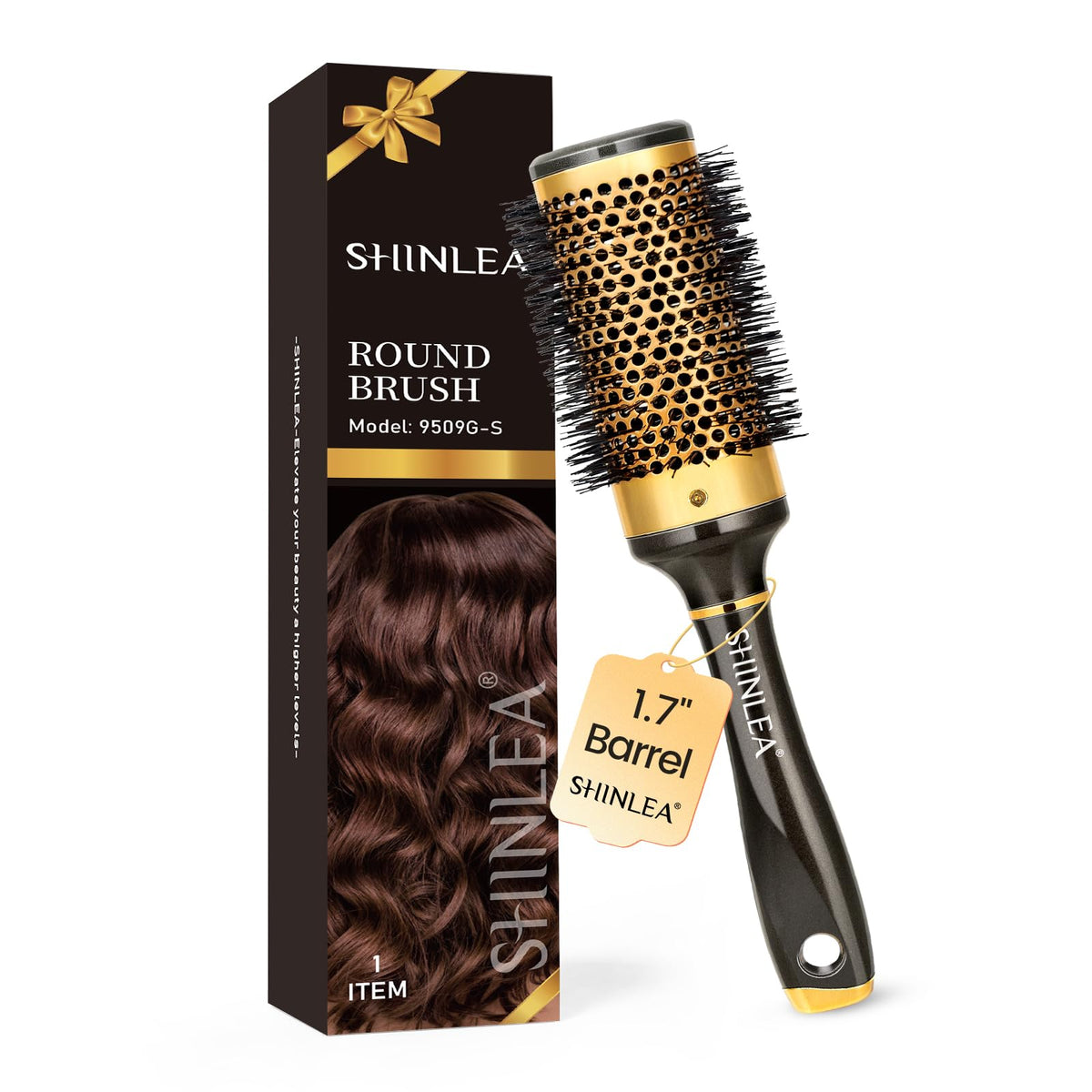 SHINLEA round hair brush with aluminium vent-tube for faster drying and sleek results.