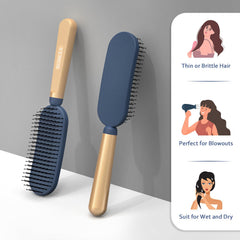 SHINLEA Slim Hair Brush featuring a metal-infused handle for a premium feel and control.