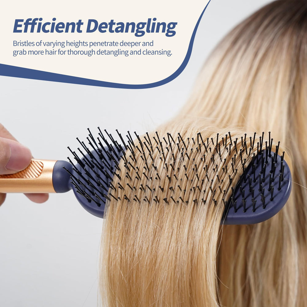 SHINLEA Slim Hair Brush ball-tipped bristles provide a soothing scalp massage.