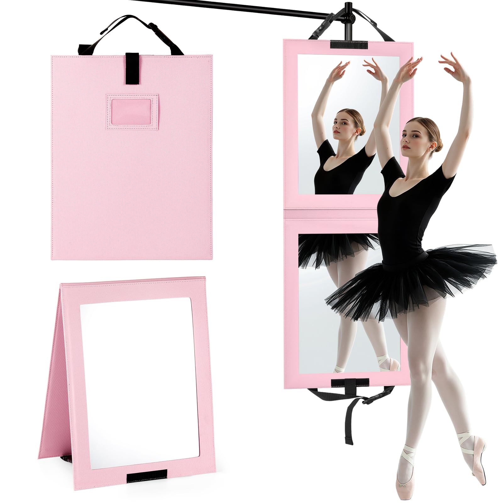 Shinowa foldable full-length mirror closed, travel and storage ready
