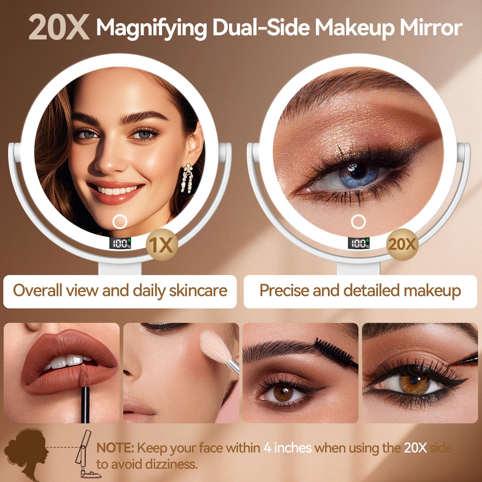 Shinowa wall-mounted mirror with 360° rotation for flexible angle adjustments