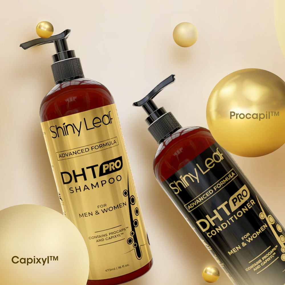 Shiny Leaf DHT Pro label highlighting Made in USA quality.