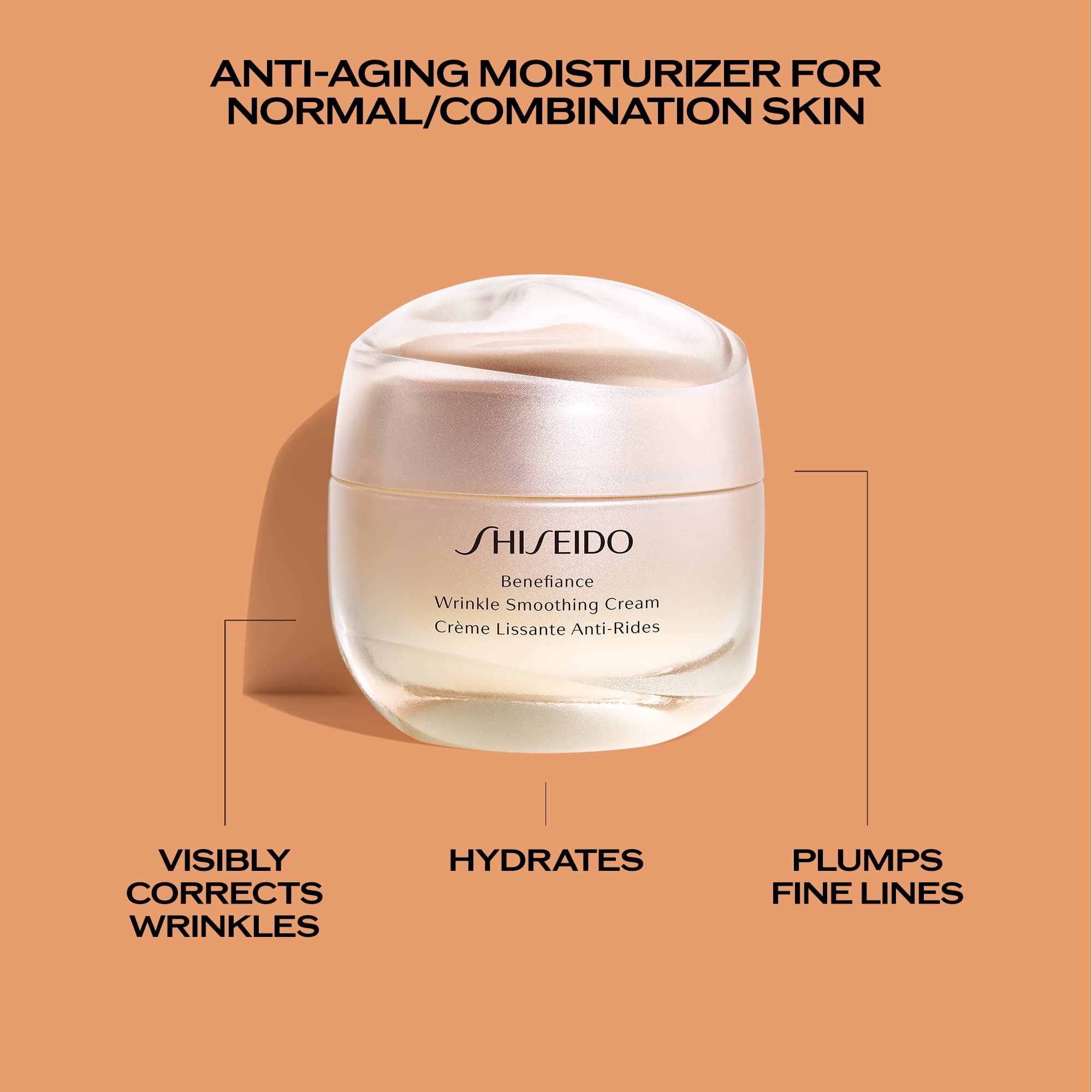 Shiseido Benefiance Wrinkle Smoothing Cream neck application shows upward sweep to jawline.