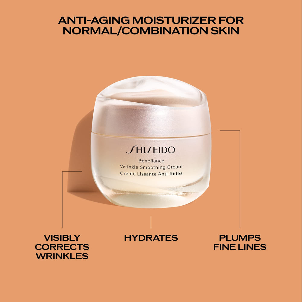 Shiseido Benefiance Wrinkle Smoothing Cream neck application shows upward sweep to jawline.