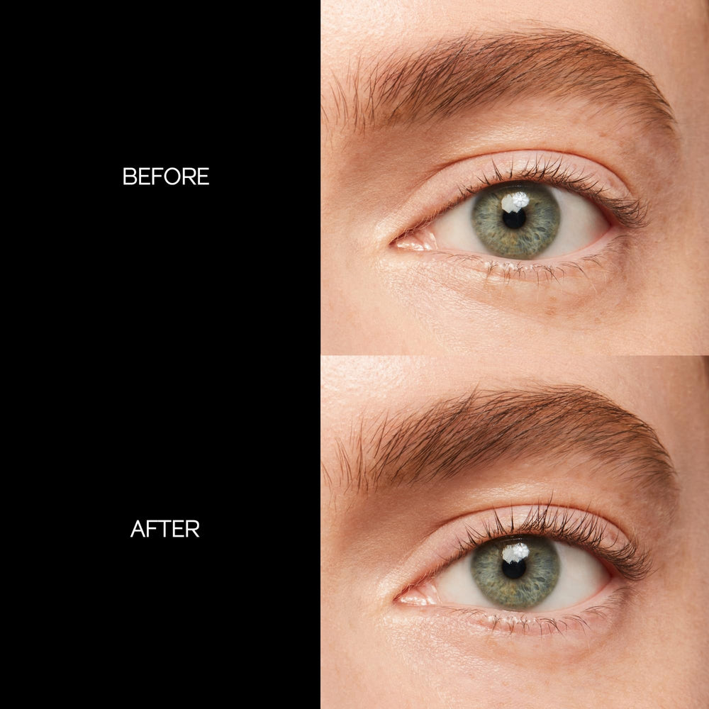 Shiseido Eyelash Curler base-to-tip lift demonstrates fuller lashes.