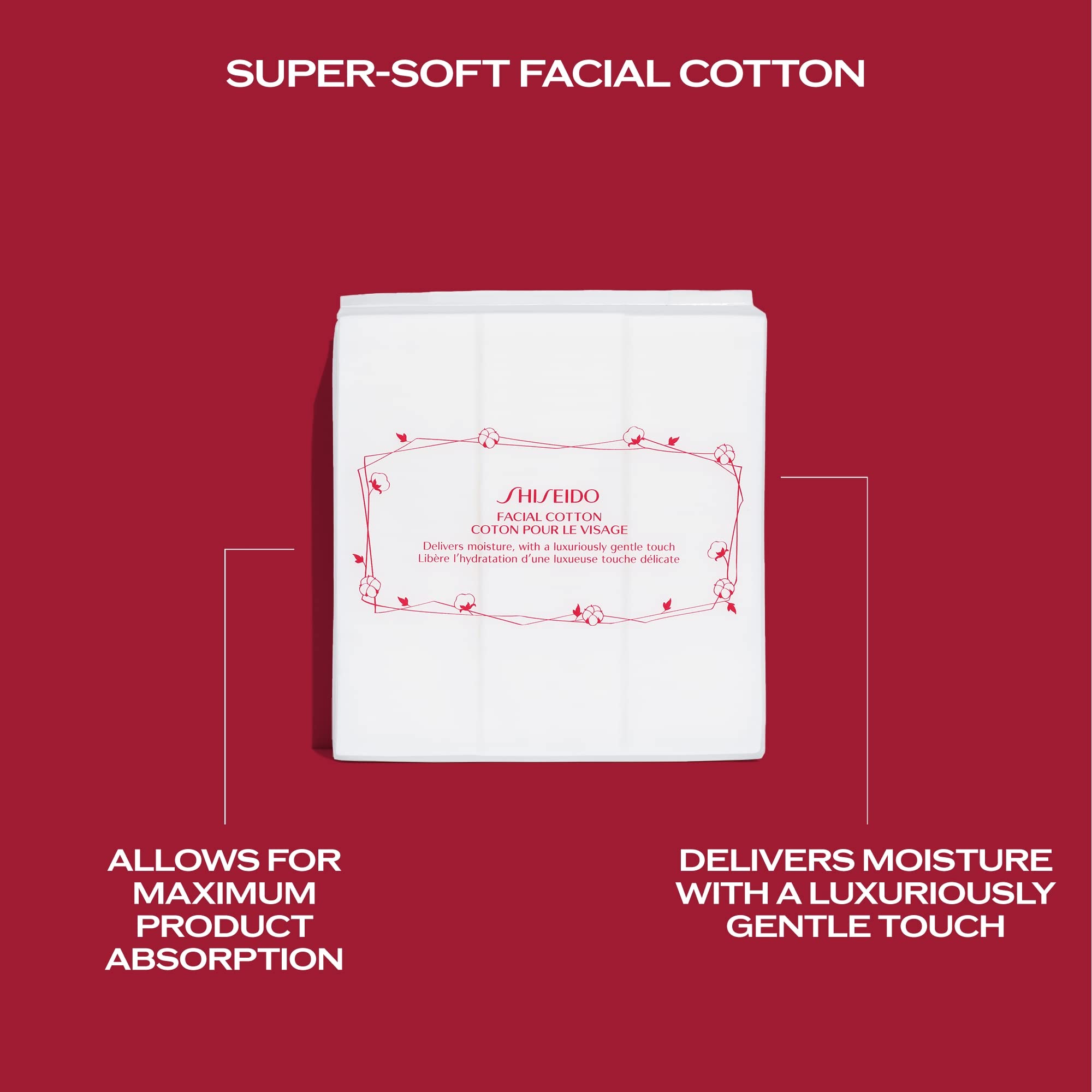 Shiseido facial cotton pads featuring a 28-layer weave for moisture release.