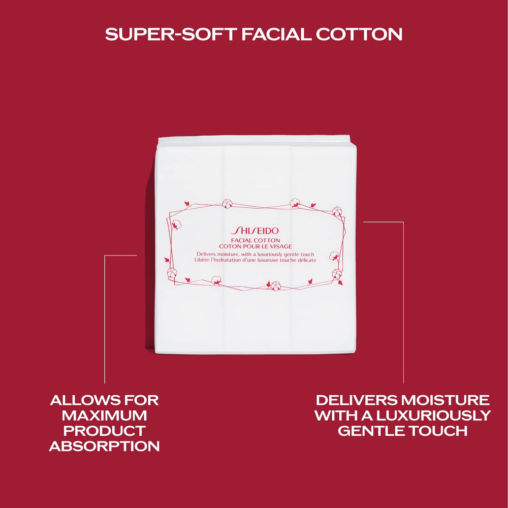 Shiseido facial cotton pads featuring a 28-layer weave for moisture release.