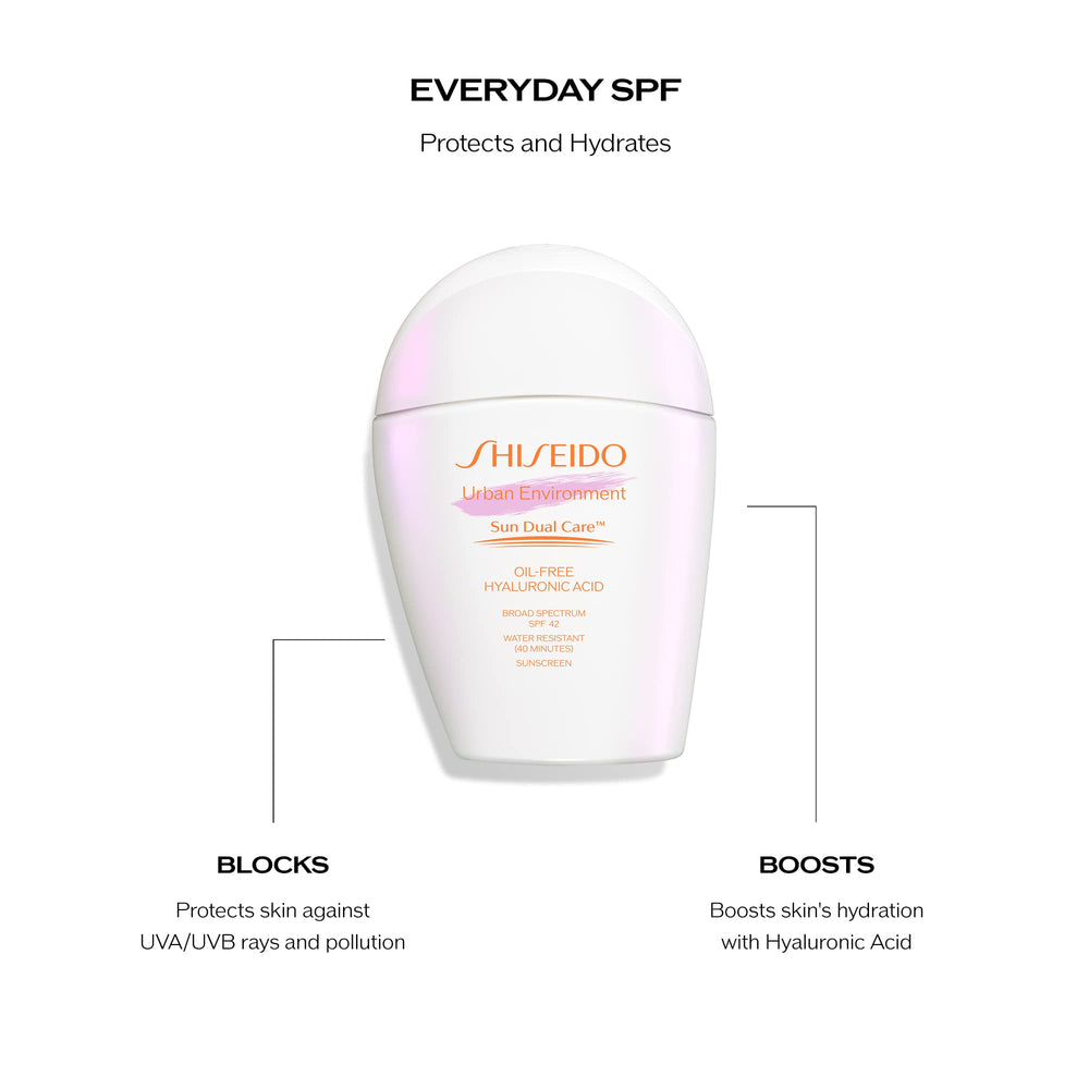 Shiseido Urban Environment non-comedogenic formula depicted for sensitive skin.