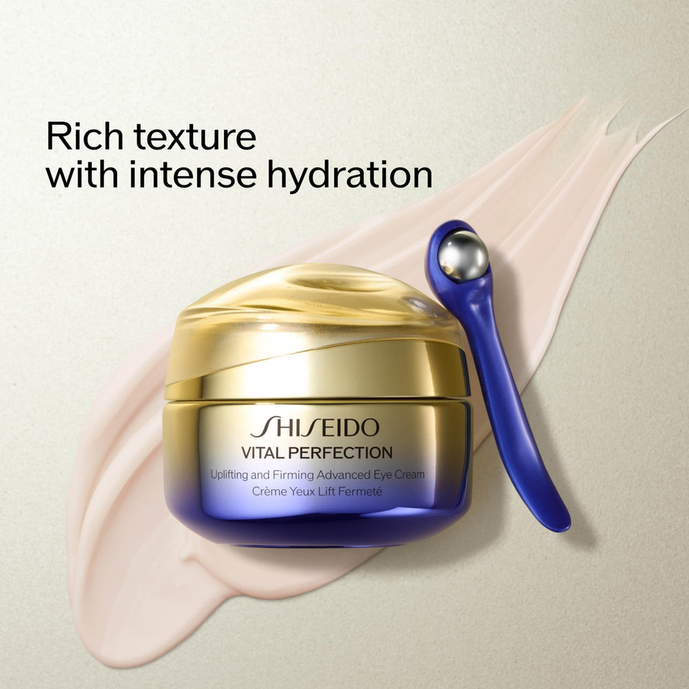 Shiseido Vital Perfection cream texture swirl applied to skin