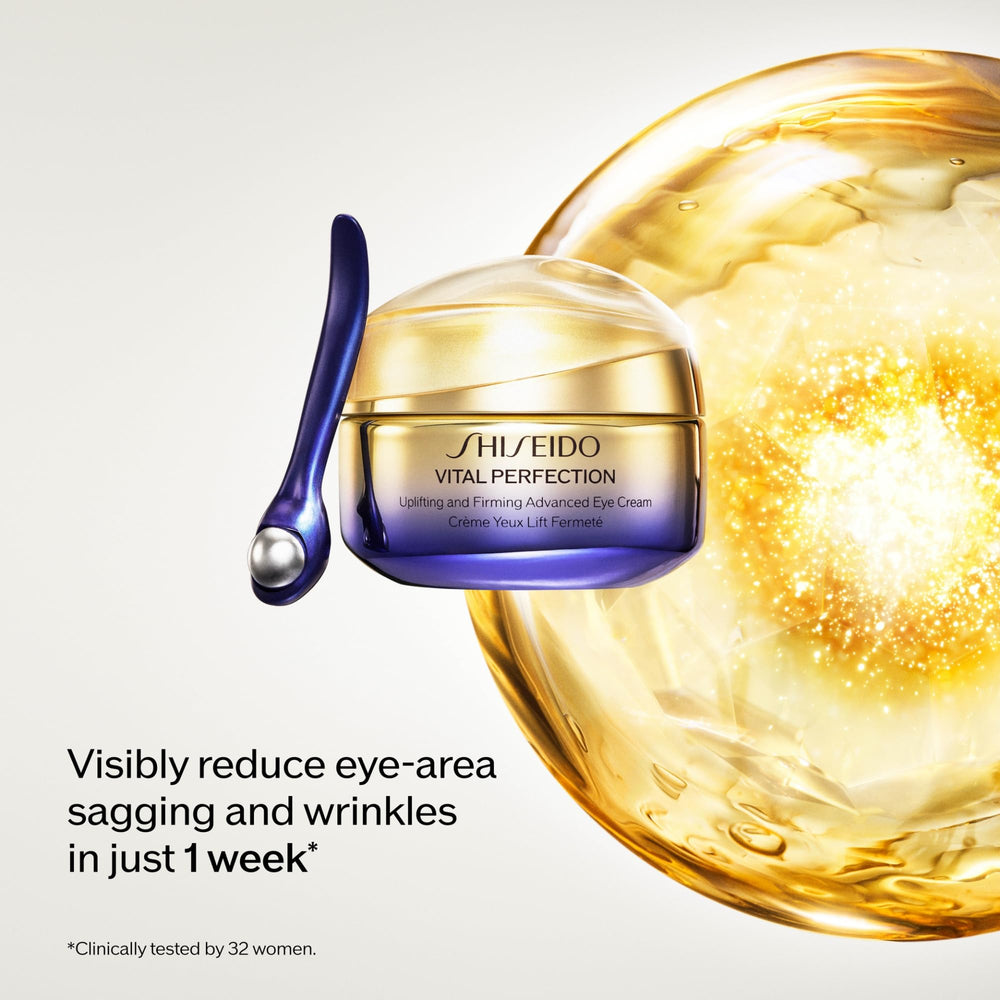 Shiseido Vital Perfection eye roller closeup showing targeted massage action