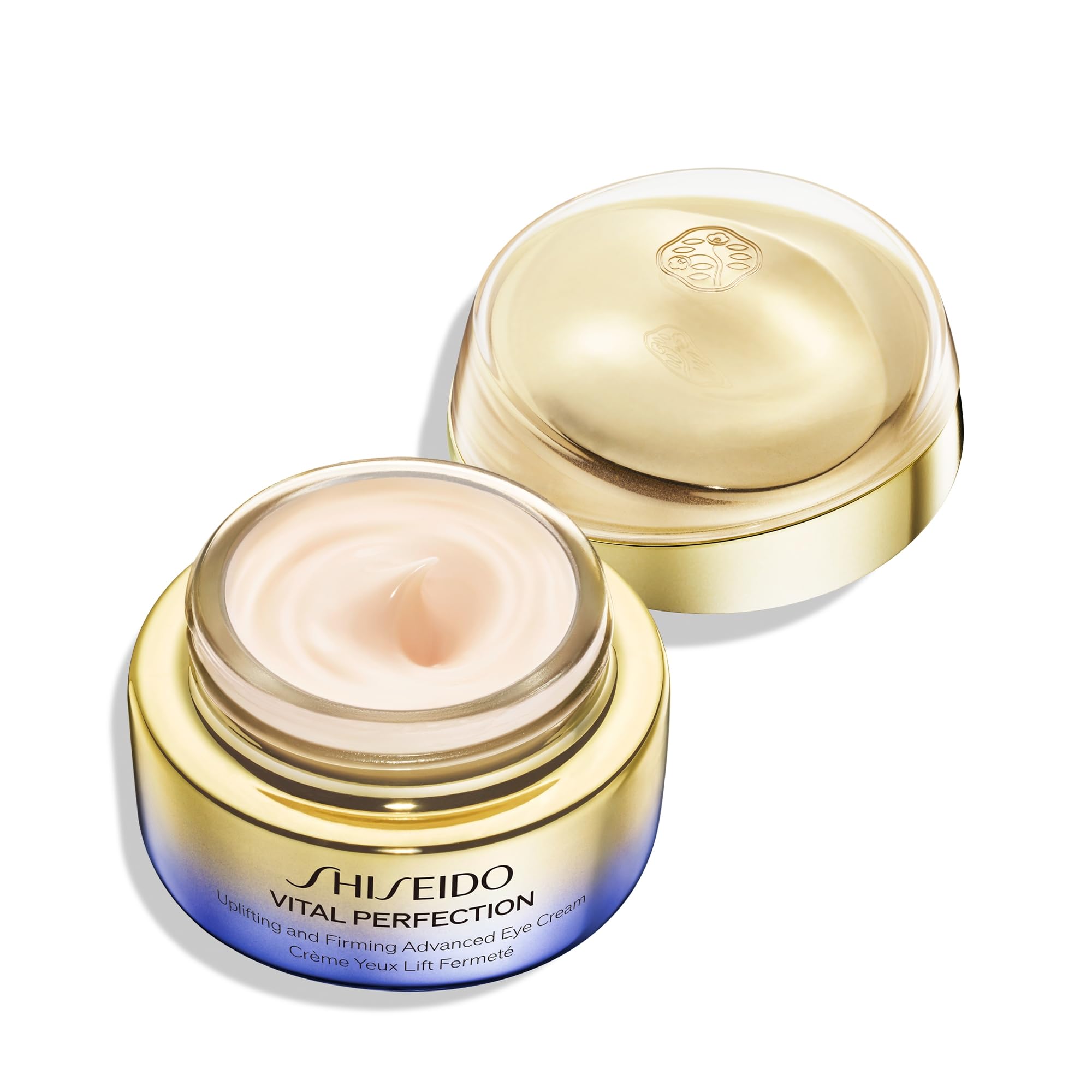 Shiseido Vital Perfection product display featuring the eye cream and roller