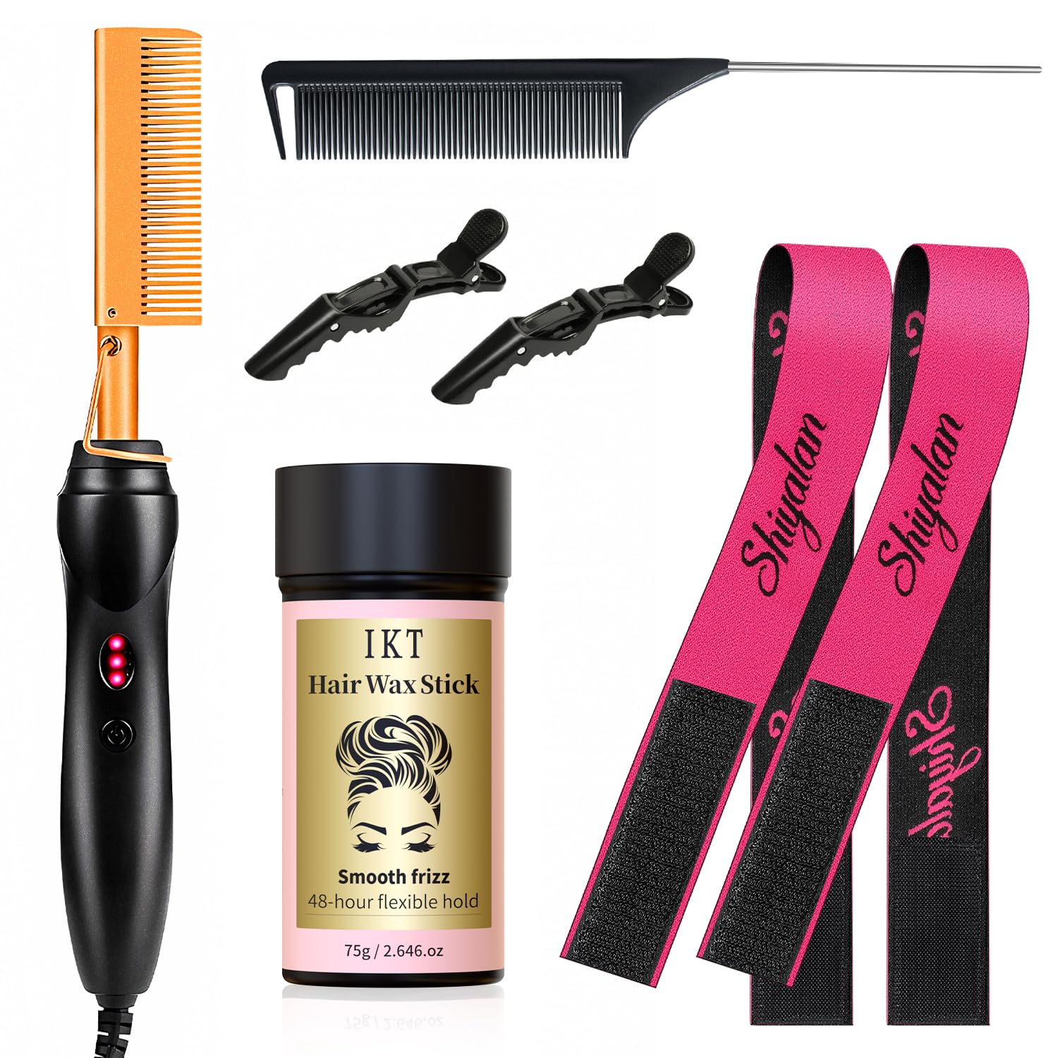 Shiyalan hot press comb in use for smooth styling
