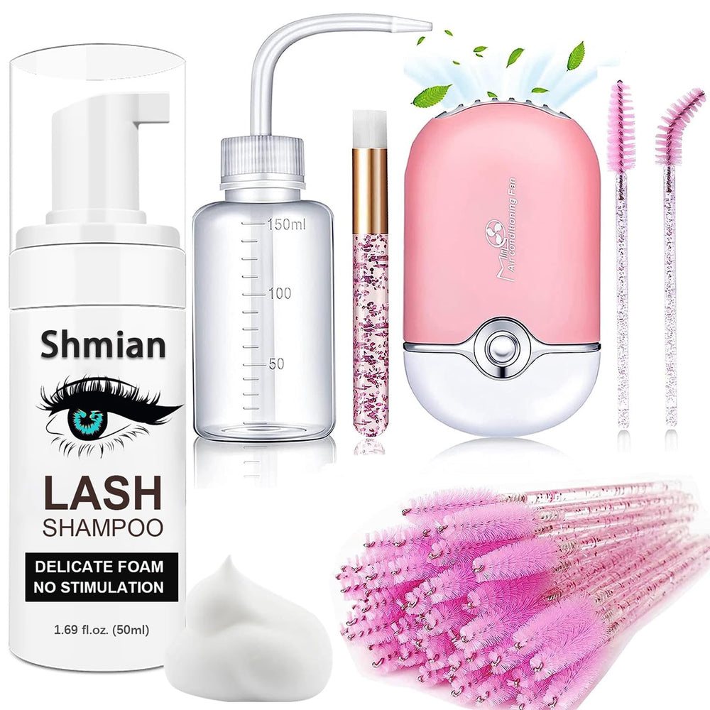 Shmian Lash Shampoo espumoso para extensiones de pestañas, limpieza suave y segura para ojos sensibles