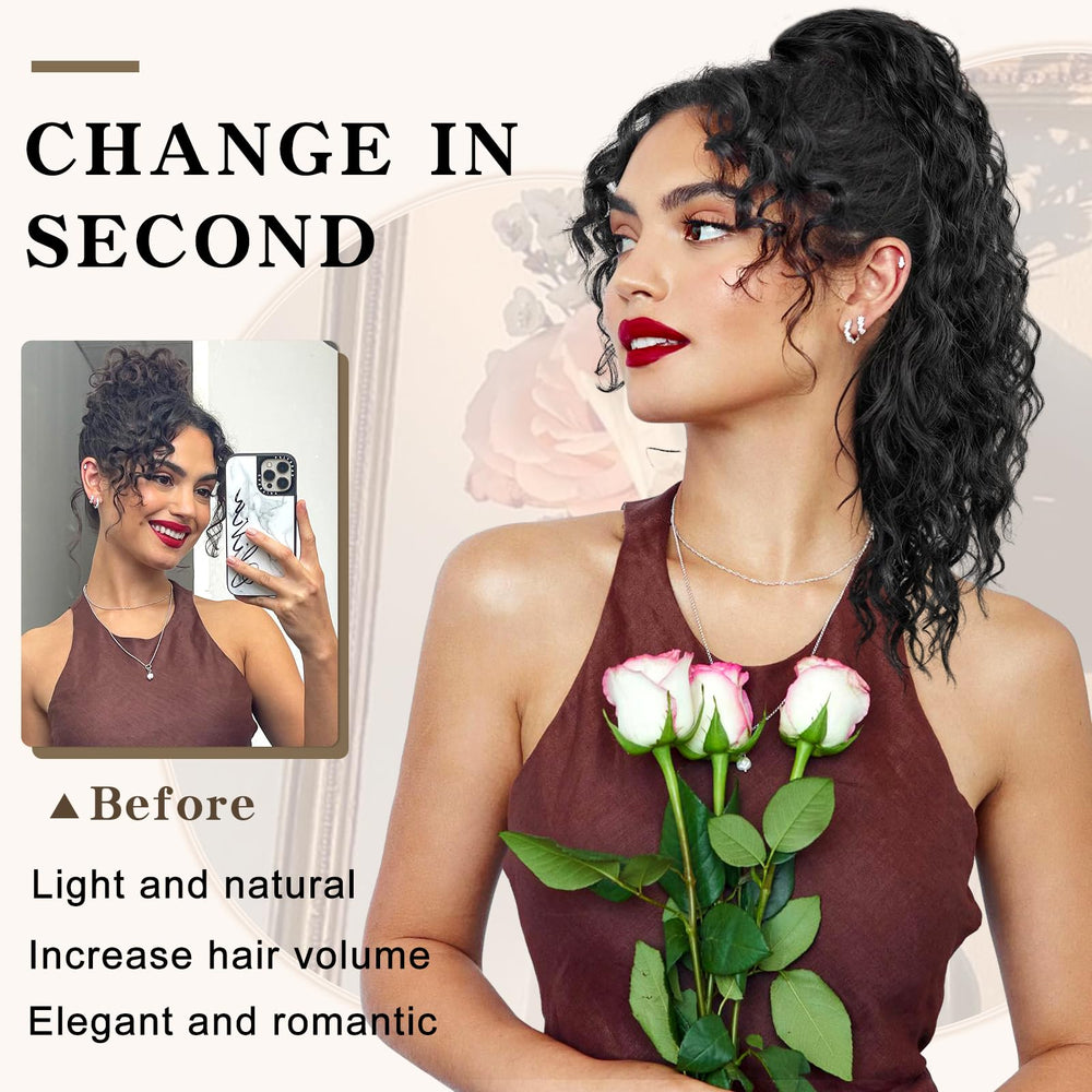 SHNMIN curly wavy ponytail close up highlights defined curls