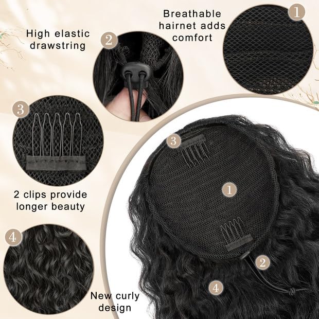 SHNMIN lightweight fluffy synthetic ponytail in motion