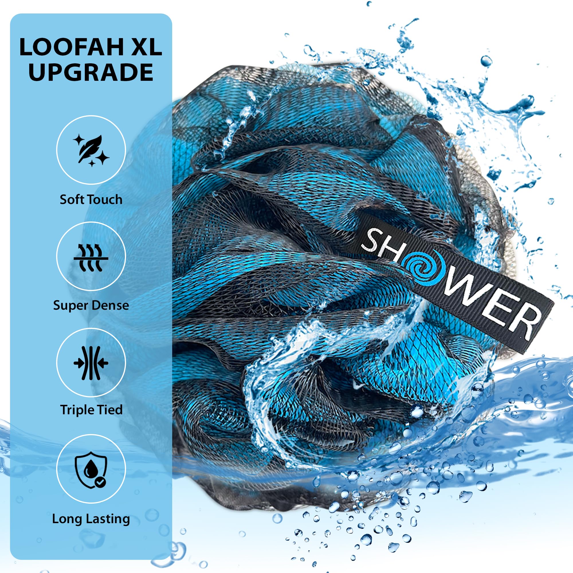 Shower Bouquet lufa verde de 75 g, textura suave para piel sensible