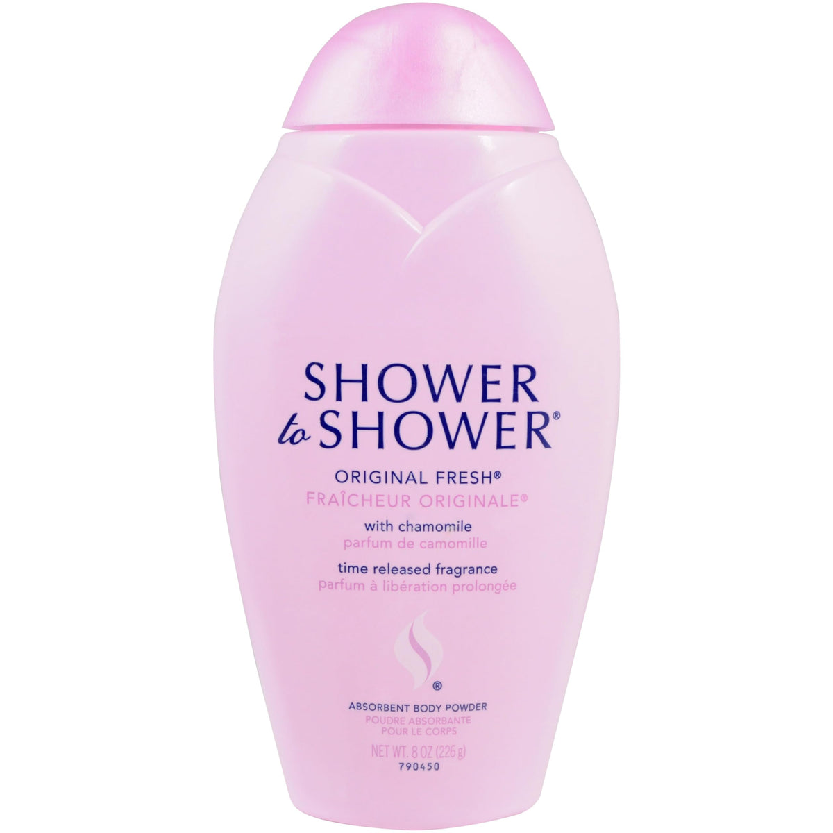 Shower To Shower Original Fresh Powder bottle on vanity for all-day confidence.