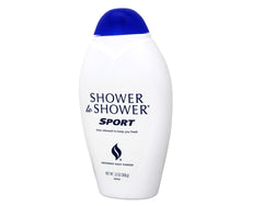 Shower To Shower sport powder bottle being dispensed with a clean scent
