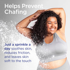 Hands applying Shower To Shower powder onto skin for dryness and comfort