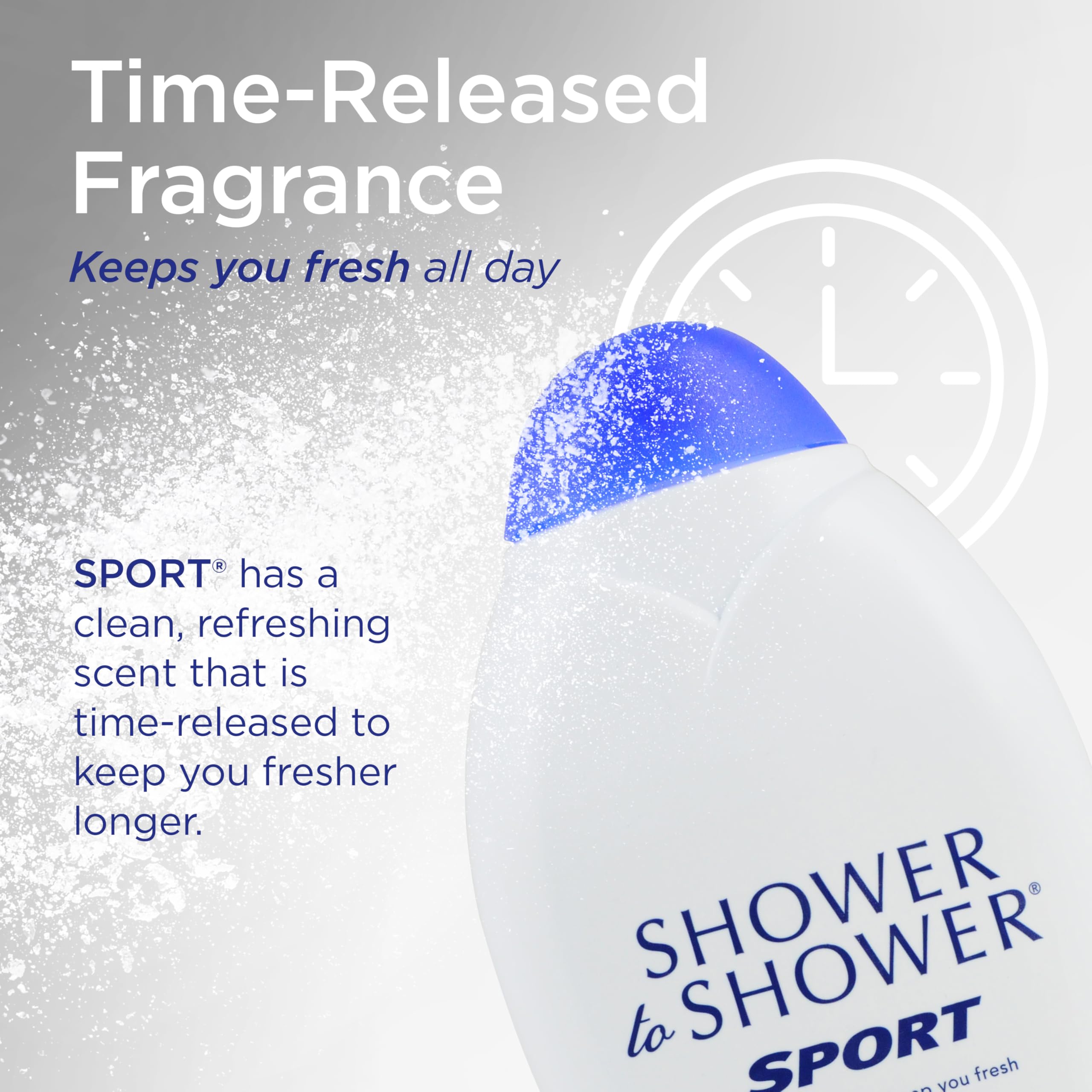 Shower To Shower powder in gym bag ready for workout sweat absorption