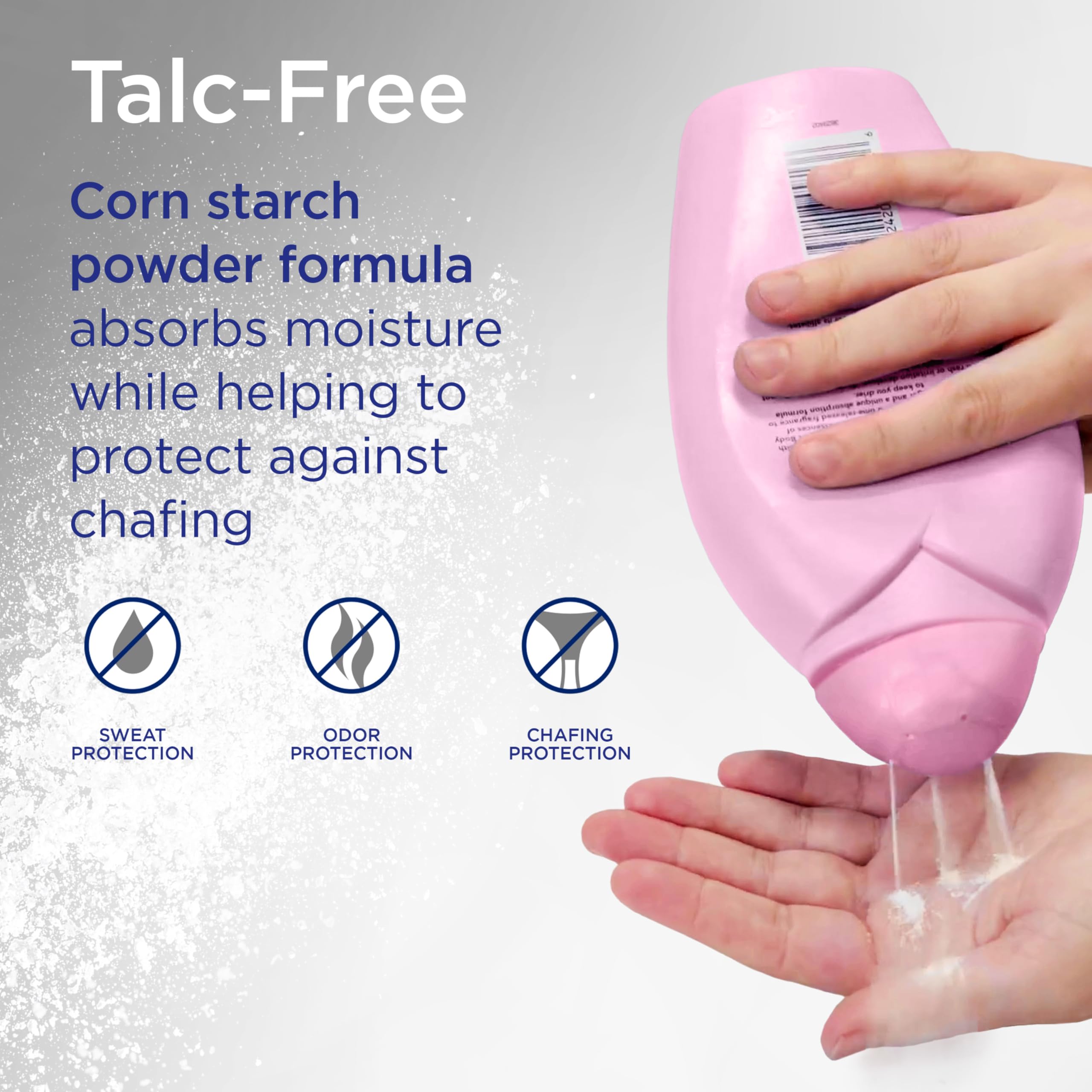 Shower To Shower talc-free corn starch formula close-up on texture.