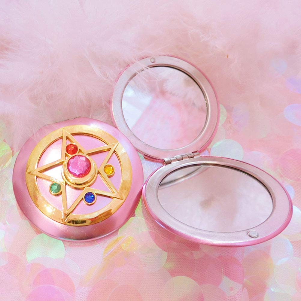 SHOWLOUE makeup compact mirror folded for palm size portability and on the go touchups