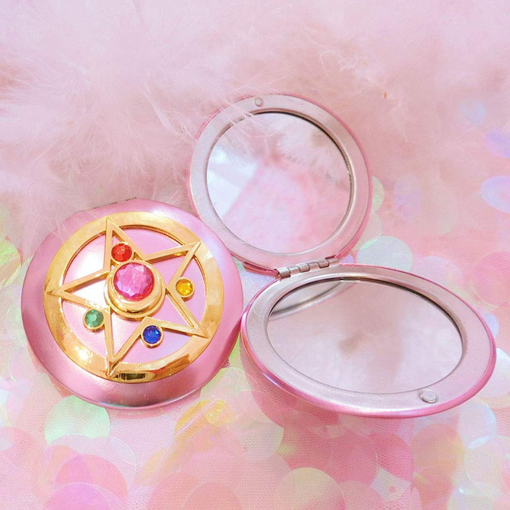 SHOWLOUE makeup compact mirror folded for palm size portability and on the go touchups