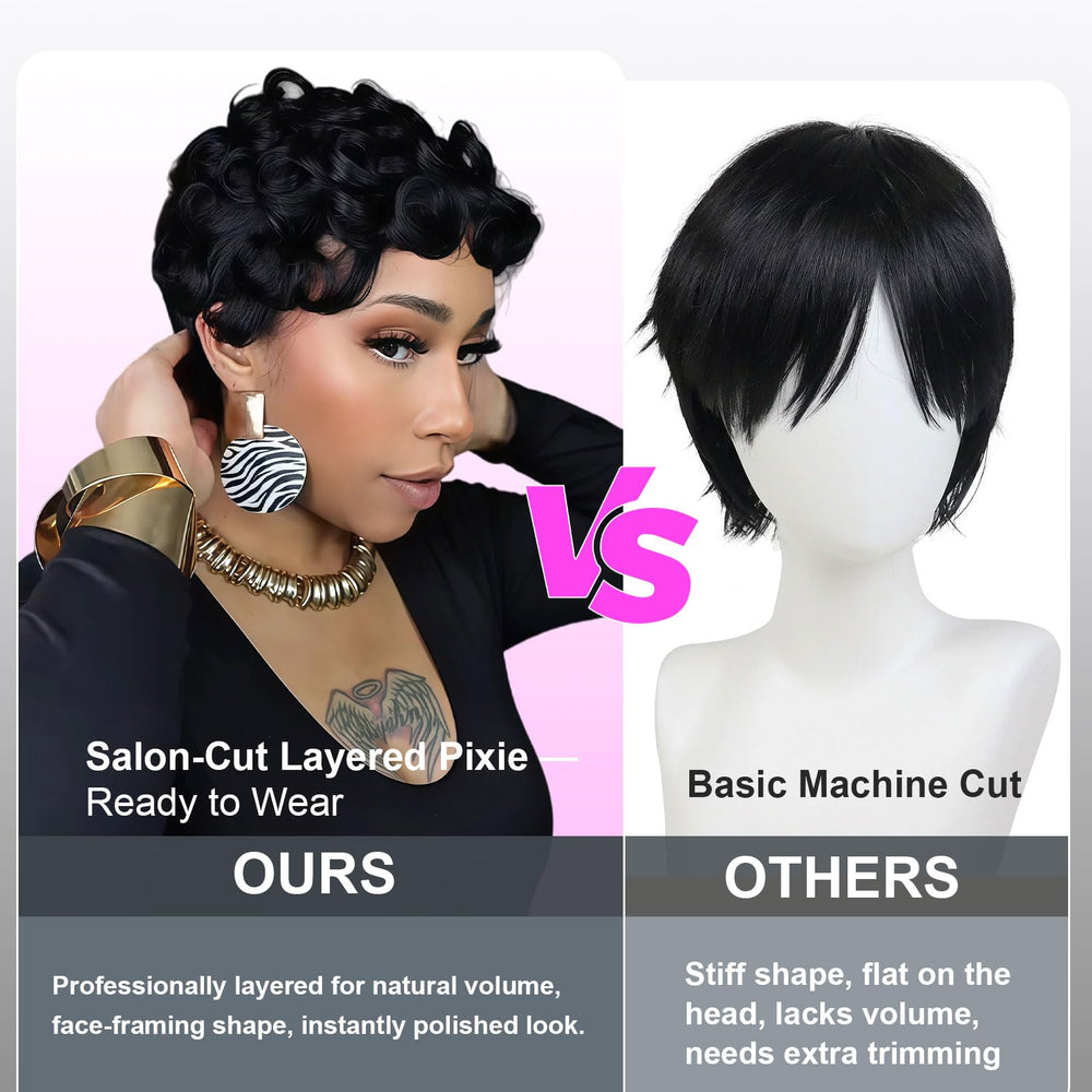Showreal Pixie Cut Wig breathable cap close-up, cool comfort.
