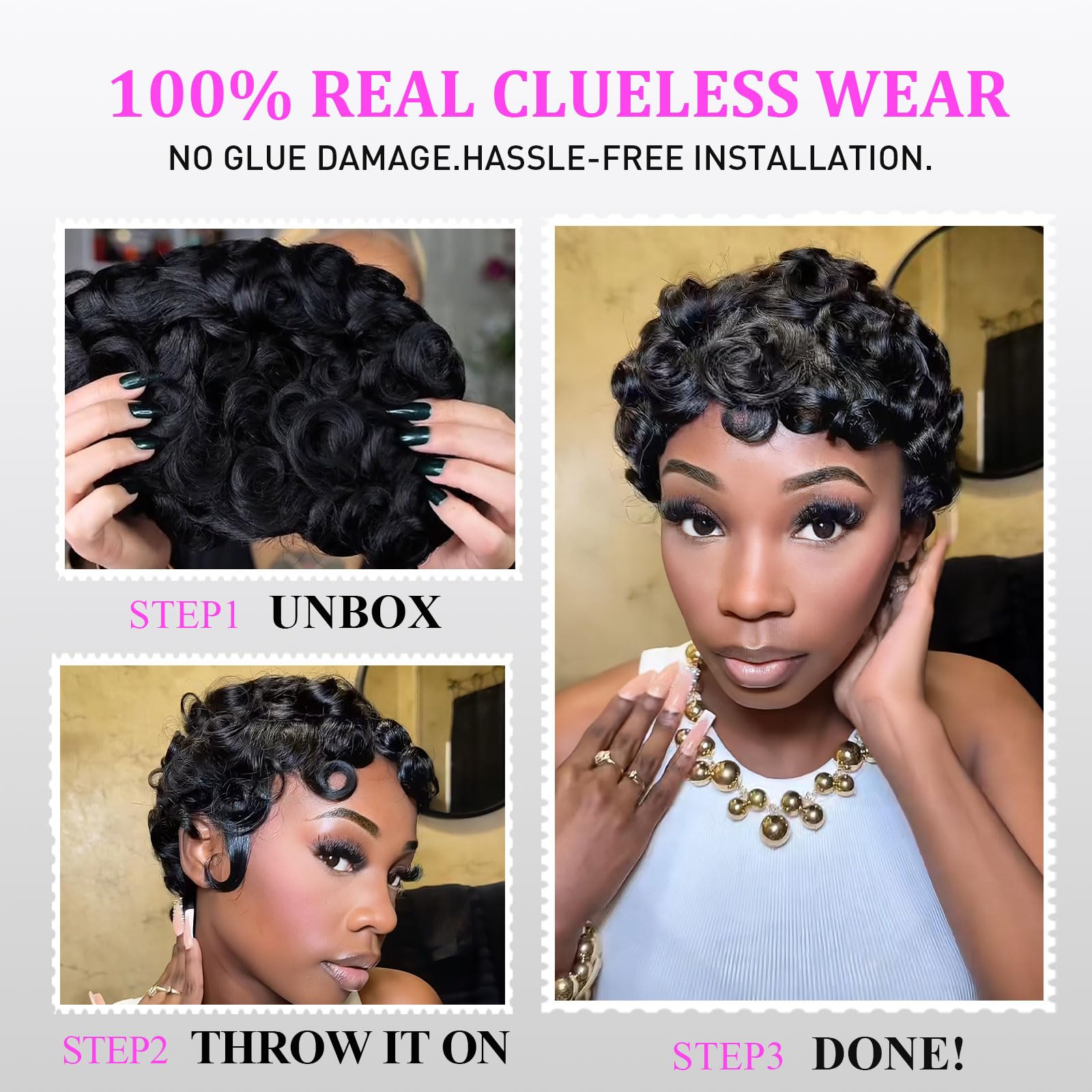 Showreal Pixie Cut Wig worn in daily look, effortless style.