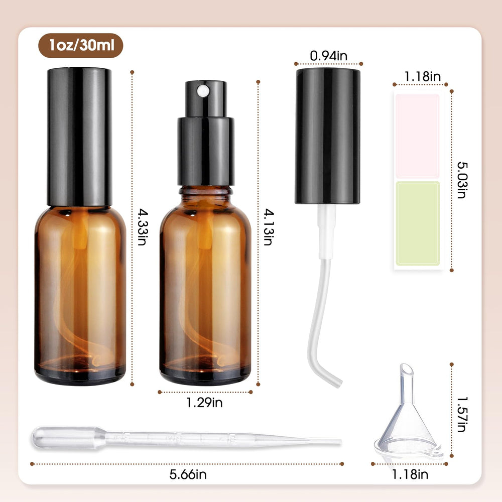 Showvigor amber glass spray bottle extra nozzle for easy refills