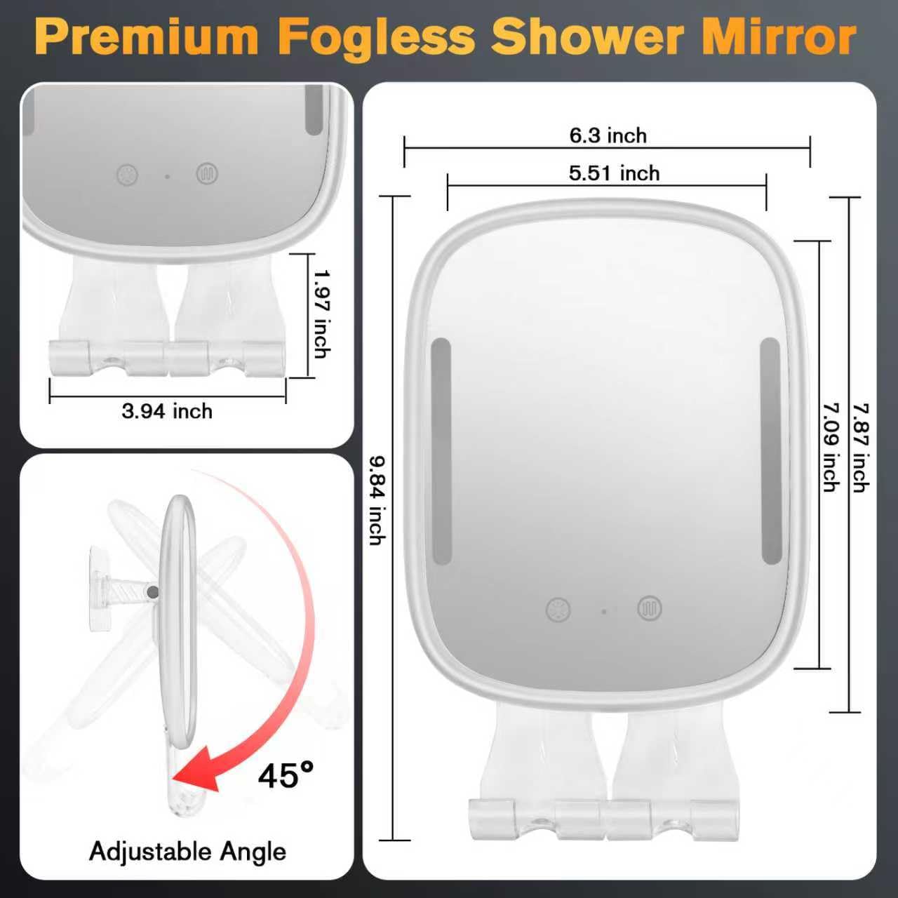 Showvigor fogless shaving mirror with LED for precise grooming in steamy bathrooms