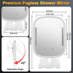 Showvigor fogless shaving mirror with LED for precise grooming in steamy bathrooms