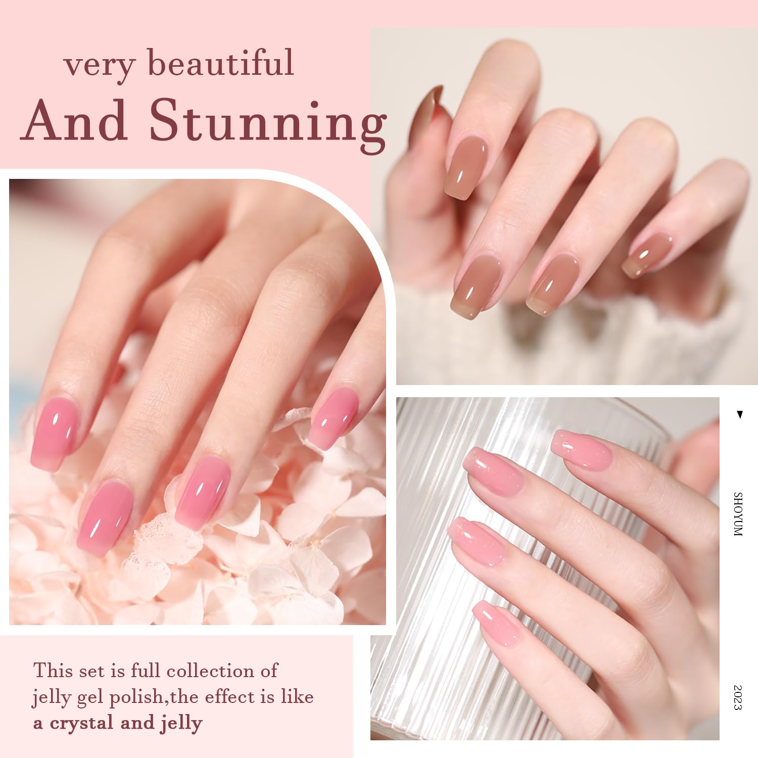SHOYUM Jelly Nude Base Coat helps even color and longevity