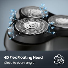 SHPAVVER 4D flex blades closeup show contour adaptation for a gentle, irritation-aware shave.