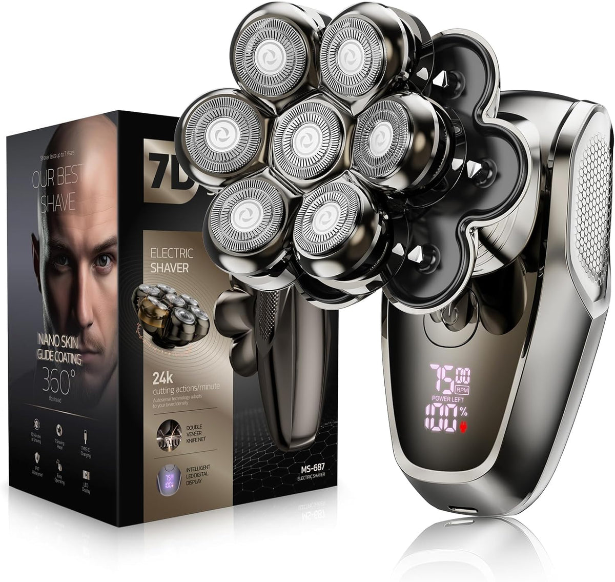 SHPAVVER 7D floating head razor for close and comfortable scalp shaves