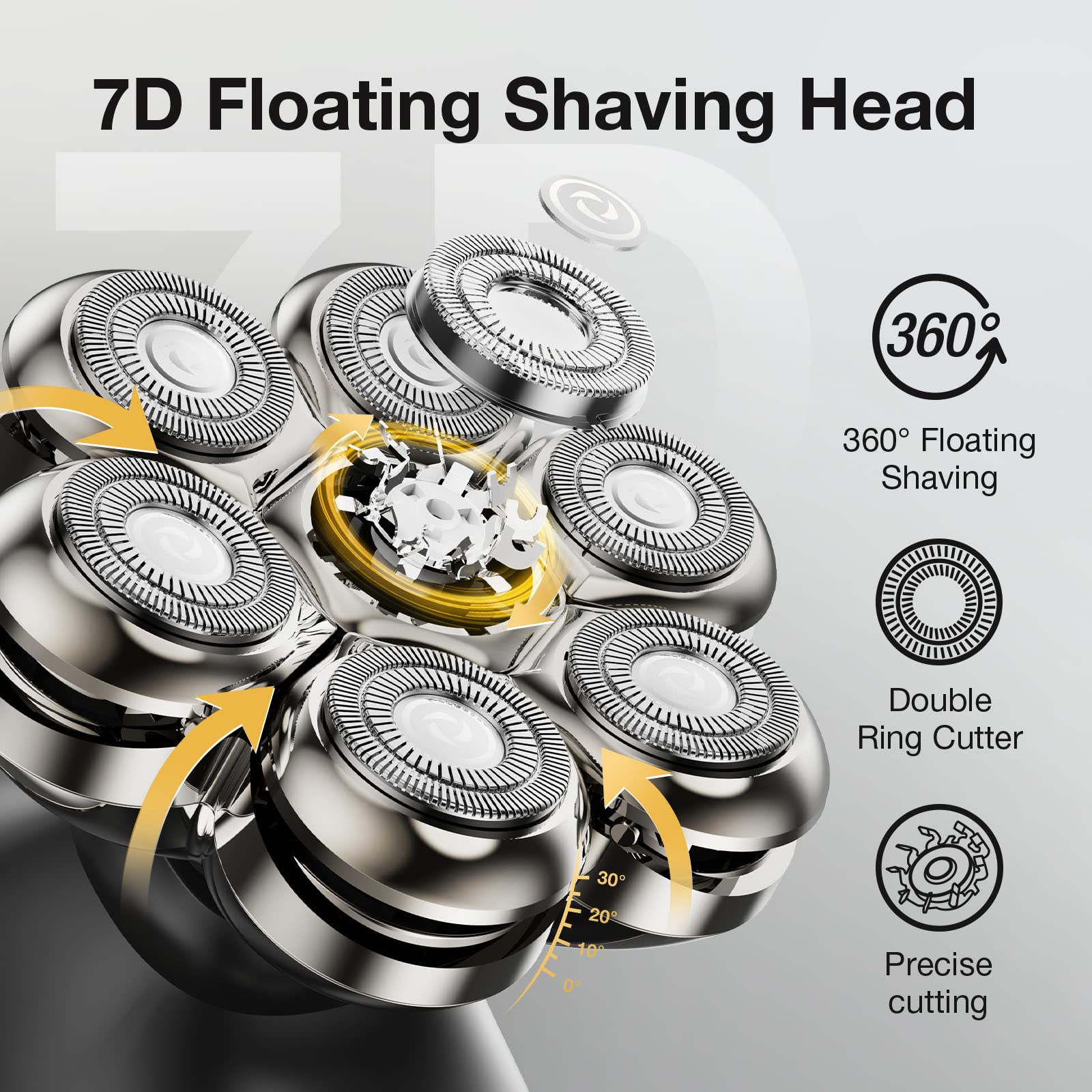 SHPAVVER 7D shave head side view demonstrating flexible contouring along facial curves.