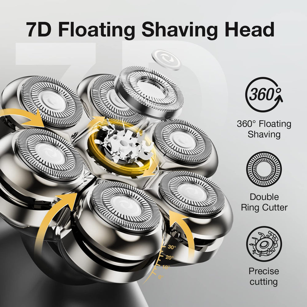 SHPAVVER 7D shave head side view demonstrating flexible contouring along facial curves.