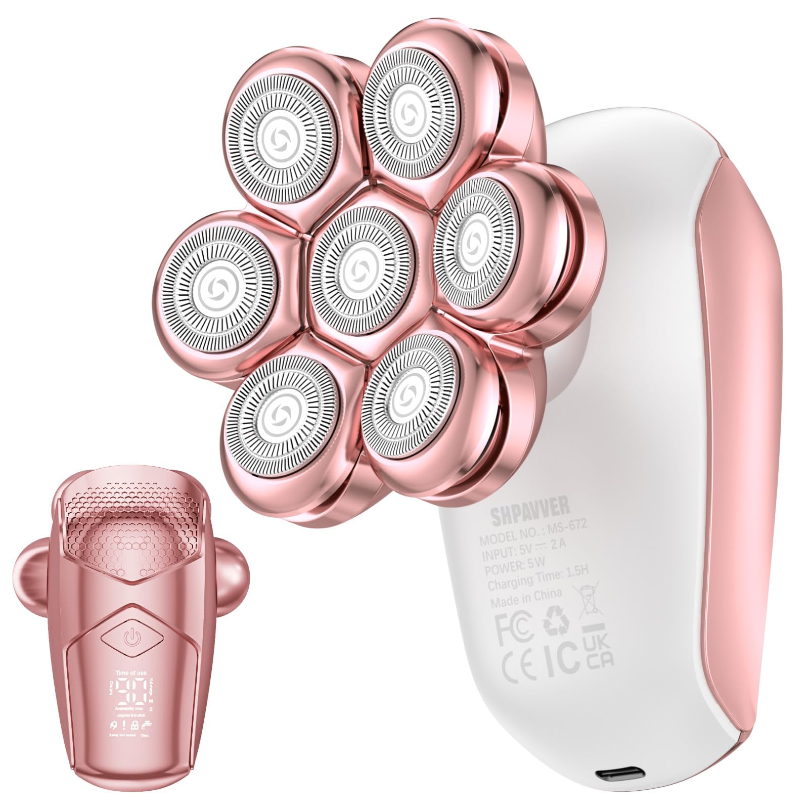 SHPAVVER electric razor with 7D floating head for smooth legs and arms