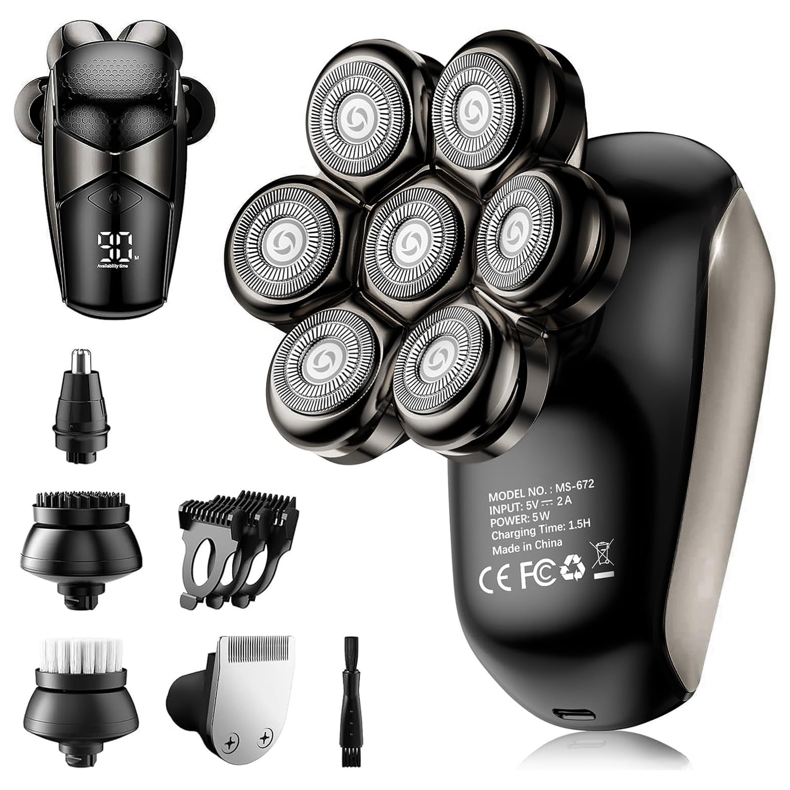 SHPAVVER headshaver with 7D floating blades for a close, efficient shave.