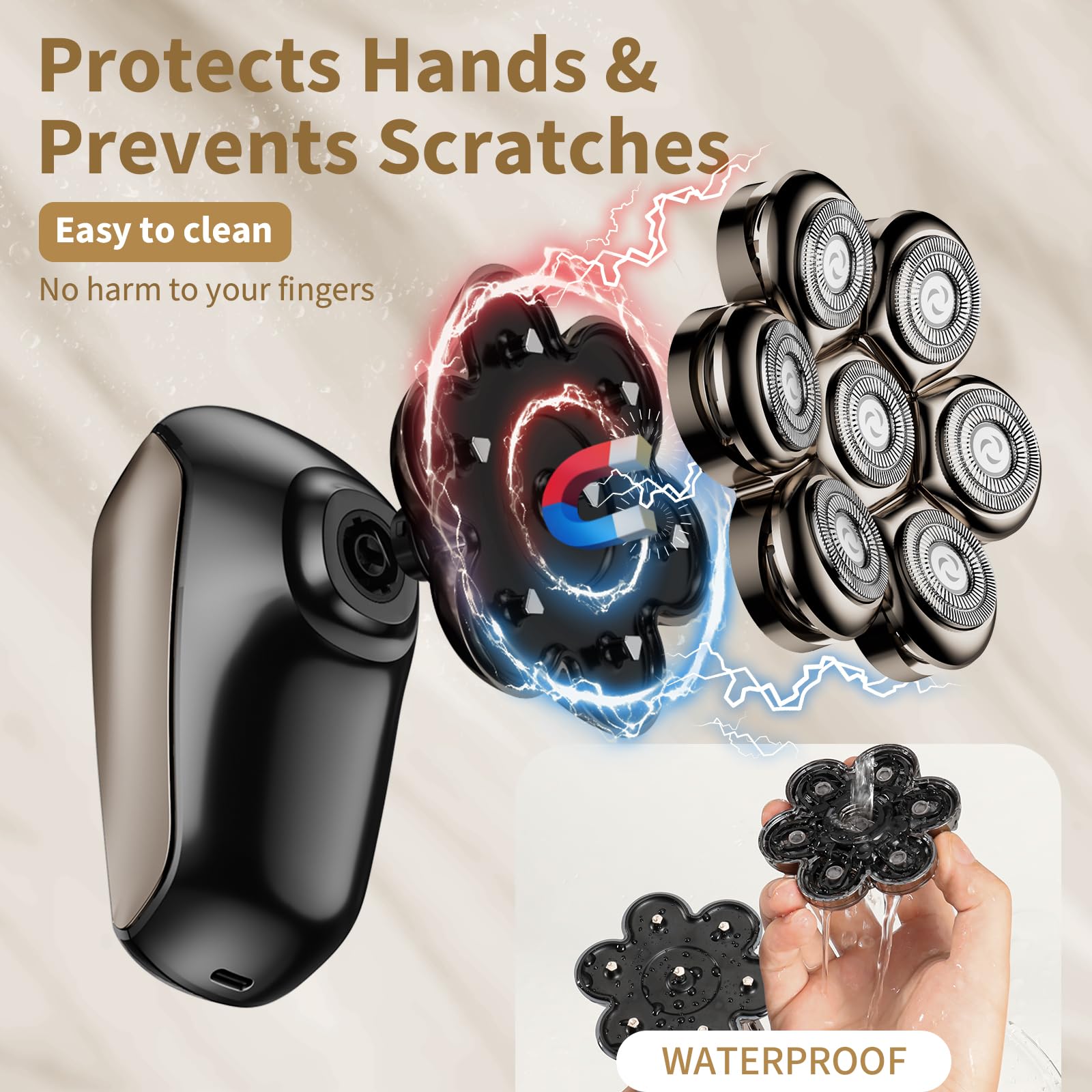 SHPAVVER headshaver detachable head for easy deep cleaning and maintenance.