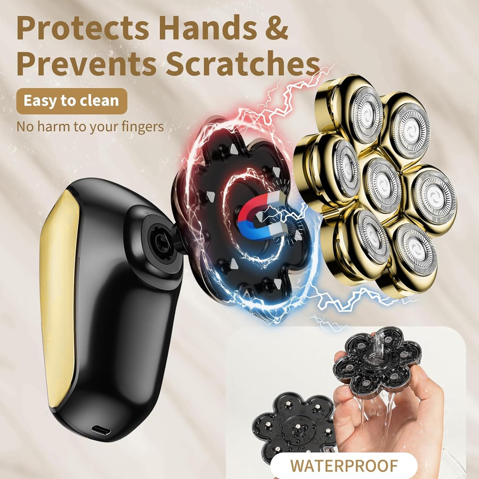 SHPAVVER Ink Gold 7D rotary head delivers efficient shaving with fewer passes